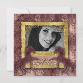 Grad Roze Goud Vintage Paard Westerse Uitnodiging