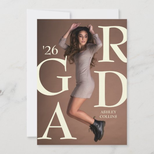 GRAD Typografie Aangepaste Foto Afstuderen Aankondiging (Voorkant)