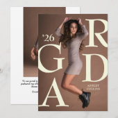 GRAD Typografie Aangepaste Foto Afstuderen Aankondiging (Voorkant / Achterkant)