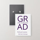 Grad typografie moderne afstuderen eenvoudig minim button (Voorkant / Achterkant)