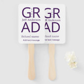 Grad typografie moderne afstuderen eenvoudig minim handwaaier (Voorkant en achterkant)