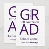 Grad typografie moderne afstuderen eenvoudig minim kaart (Voorkant / Achterkant)
