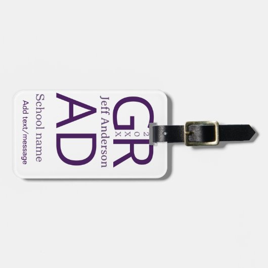 Grad typography modern graduation simple minimal c bagagelabel (Voorkant horizontaal)