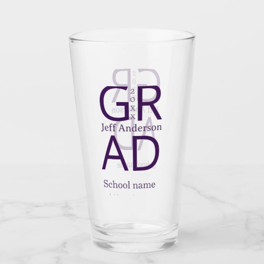 Grad typography modern graduation simple minimal c glas (Voorkant)