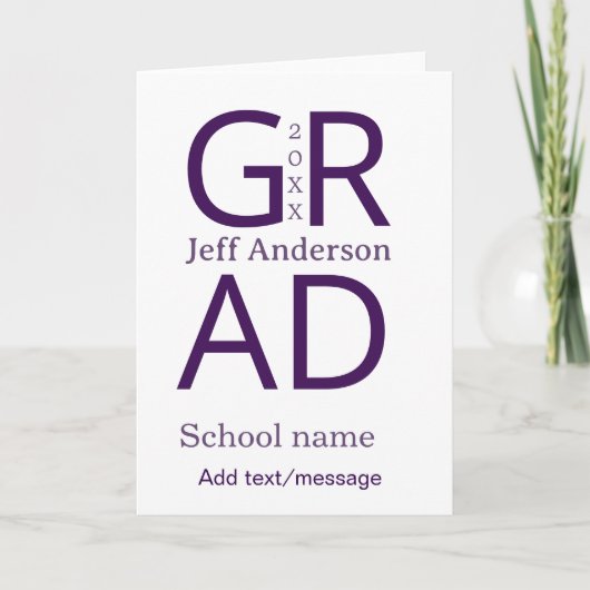 Grad typography modern graduation simple minimal c kaart (Voorkant)
