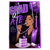 Grad U At Zwarte Vrouw Paars Zwarte Afstuderen Medium Cadeauzakje (Voorkant)