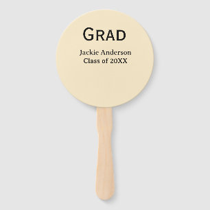 Grad vet letter naam klas van 20XX geel pastel  Handwaaier