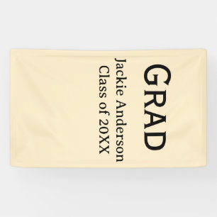 Grad vet letter naam klas van 20XX geel pastel  Spandoek