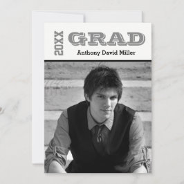 Grad Zwart/Wit - Afstudeeraankondiging Kaart