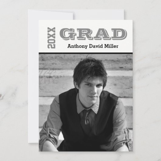 Grad Zwart/Wit - Afstudeeraankondiging Kaart (Voorkant)