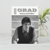 Grad Zwart/Wit - Afstudeeraankondiging Kaart (Staand voorkant)
