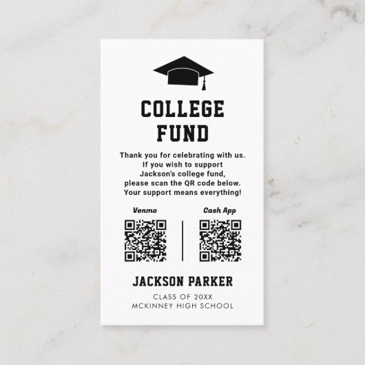 Gradatie Partij College Fund 2 QR Code Kaart Visitekaartje (Voorkant)