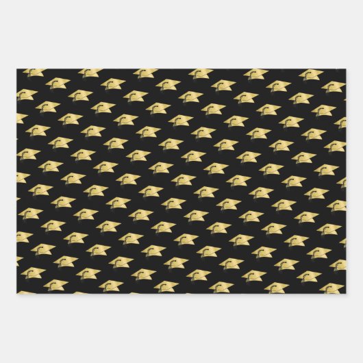 Gradation Modern Gold Foil Pet Class Year Black Inpakpapier Vel (Voorkant 3)