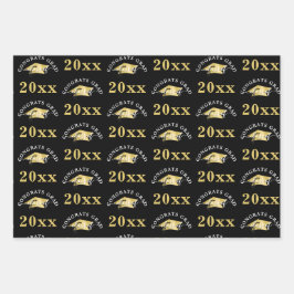 Gradation Modern Gold Foil Pet Class Year Black Inpakpapier Vel