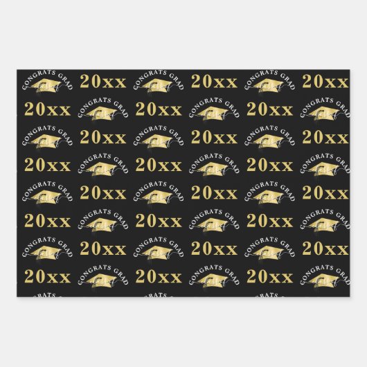 Gradation Modern Gold Foil Pet Class Year Black Inpakpapier Vel (Voorkant)