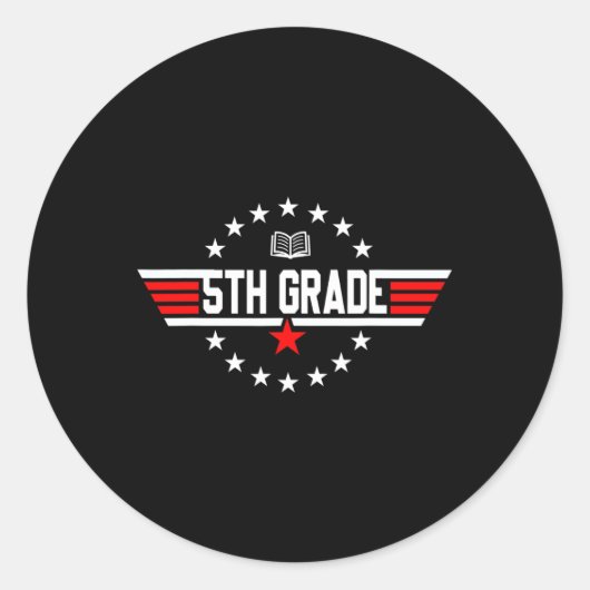 Grade 5e klas terug naar school First Day Boy Ronde Sticker (Voorkant)