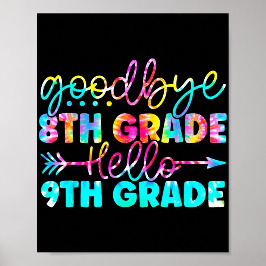Grade Afstuderen Tie Dye 9e Grade Hier komen we Poster (Voorkant)