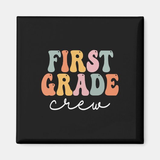 Grade Crew Retro Groovy Eerste Dag van de School Magneet (Voorkant)
