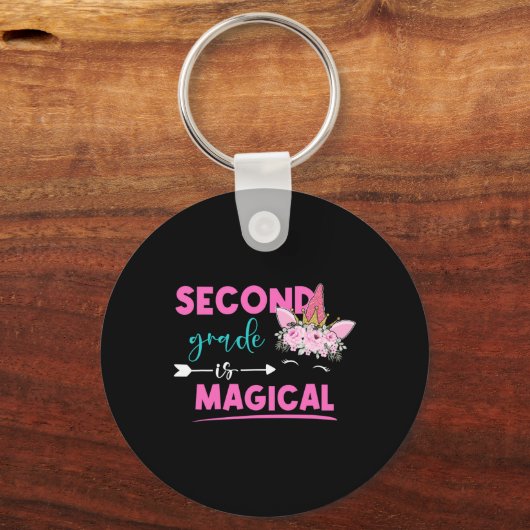 Grade is magische eenhoorn 2e klas leraar student sleutelhanger (Voorkant)