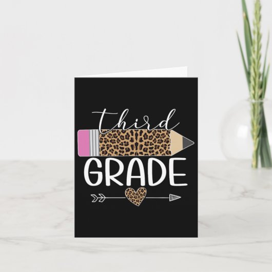 Grade Leopard Pencil Terug naar School Teachers St Kaart (Voorkant)