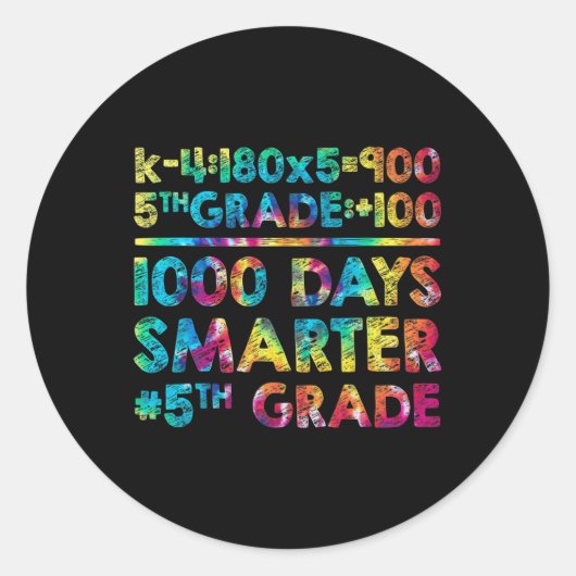 Grade leraar 1000 dagen slimmer 100 dagen van de s ronde sticker (Voorkant)