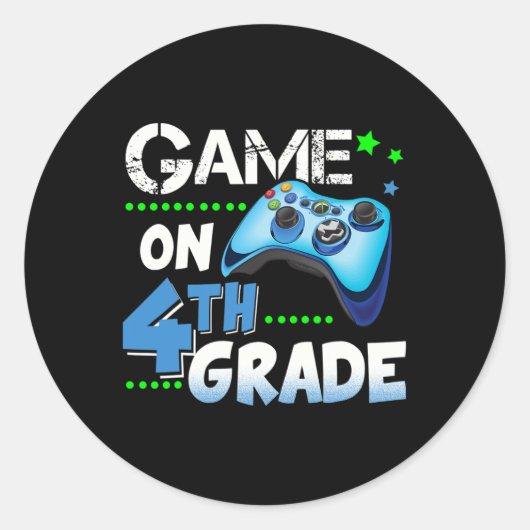Grade Leuk Spel Op 4e Grade Gift Ronde Sticker (Voorkant)