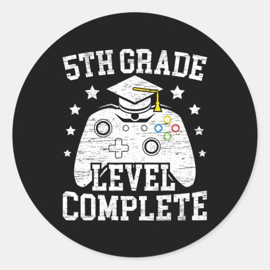 Grade Level Compleet Student Afstuderen Videogame Ronde Sticker (Voorkant)