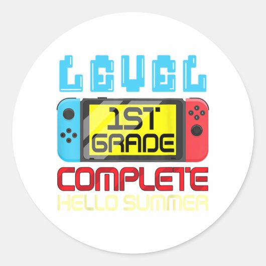 Grade Level Complete Gamer Laatste dag van School  Ronde Sticker (Voorkant)