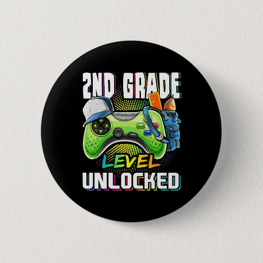 Grade Level Ontgrendeld Videospel Terug naar Schoo Ronde Button 5,7 Cm (Voorkant)