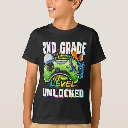 Grade Level Ontgrendeld Videospel Terug naar Schoo T-shirt (Voorkant)