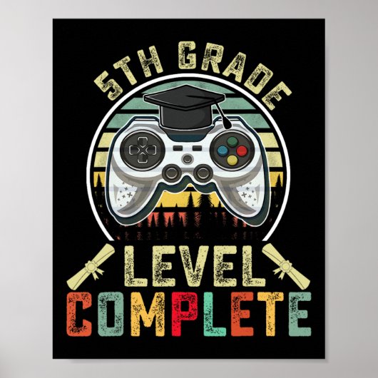 Grade Niveau Volledige Gamer 5e Grade Afstuderen G Poster (Voorkant)
