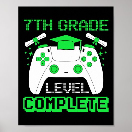 Grade Niveau Volledige Gamer 7e Grade Afstuderen G Poster (Voorkant)