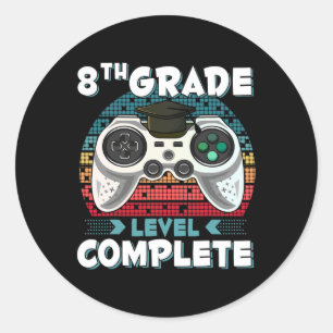 Grade Niveau Volledige Gamer 8e Grade Afstuderen G Ronde Sticker
