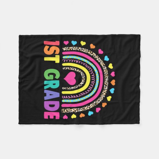 Grade Rainbow Girls Boys Teacher Team 1st Grade Sq Fleece Deken (Voorkant (Horizontaal))