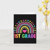 Grade Rainbow Girls Boys Teacher Team 1st Grade Sq Kaart (Gele Bloem)