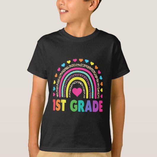Grade Rainbow Girls Boys Teacher Team 1st Grade Sq T-shirt (Voorkant)