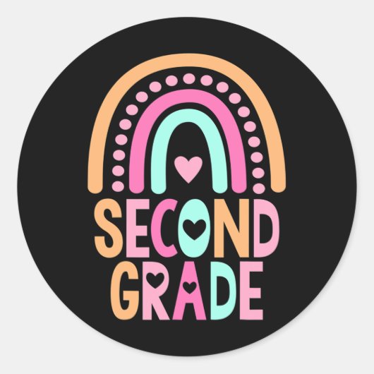 Grade Regenboog Meisjes Jongens Leraar Schattige 2 Ronde Sticker (Voorkant)