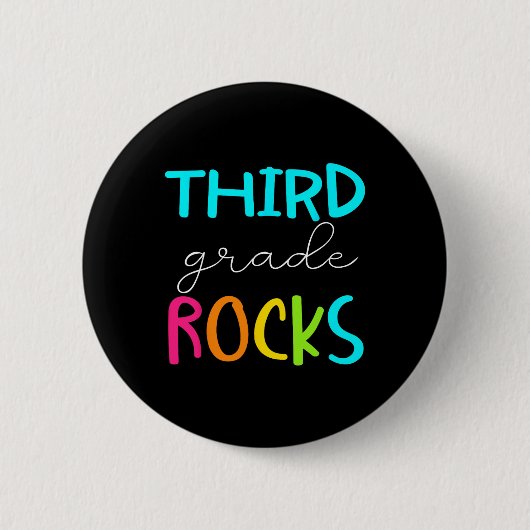 Grade Rocks Team 3e klas leraar Ronde Button 5,7 Cm (Voorkant)