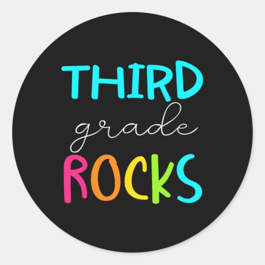 Grade Rocks Team 3e klas leraar Ronde Sticker (Voorkant)