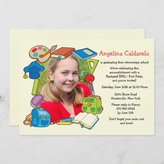 Grade School Afstuderen Fotouitnodiging Kaart (Voorkant / Achterkant)