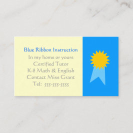 Grade School Tutor Blue Ribbon Sjabloon Visitekaartje