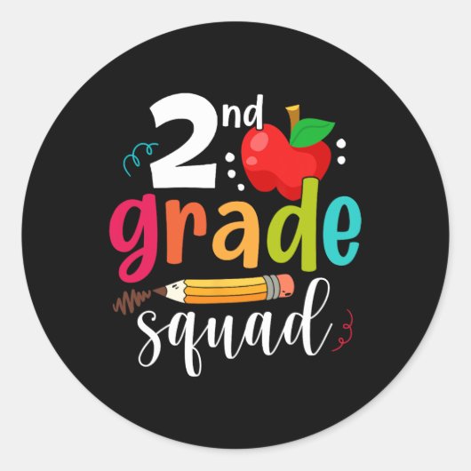 Grade Squad Plezier Terug naar school 2e klassers  Ronde Sticker (Voorkant)
