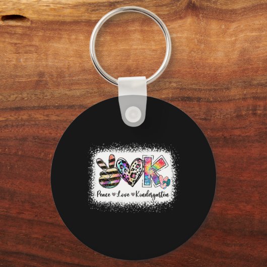 Grade Teacher Peace Love Kindergarten Sleutelhanger (Achterkant)