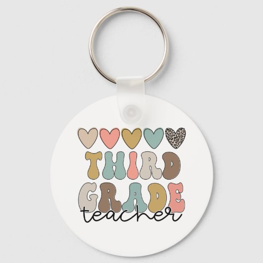 Grade Teacher Retro Eerste Dag van School Teacher Sleutelhanger (Voorkant)