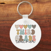 Grade Teacher Retro Eerste Dag van School Teacher Sleutelhanger (Voorkant)