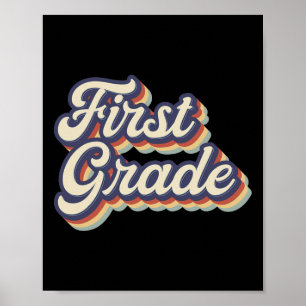 Grade Teacher Retro Vintage 1e Grade Teacher Team Poster