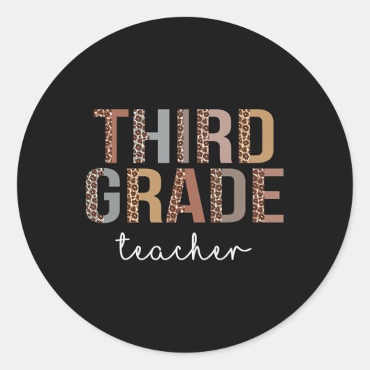 Grade Teacher Terug naar School Appreciation Leopa Ronde Sticker (Voorkant)