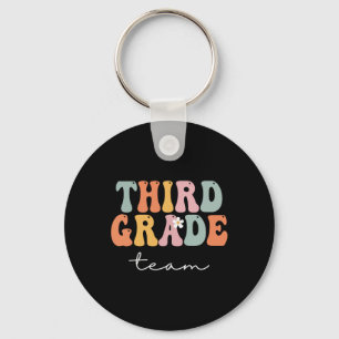Grade Team Retro Groovy Vintage Eerste dag van de Sleutelhanger