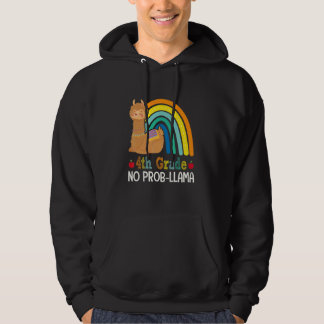 Grade Team Teacher Rainbow 4th Grade No Prob Llama Hoodie