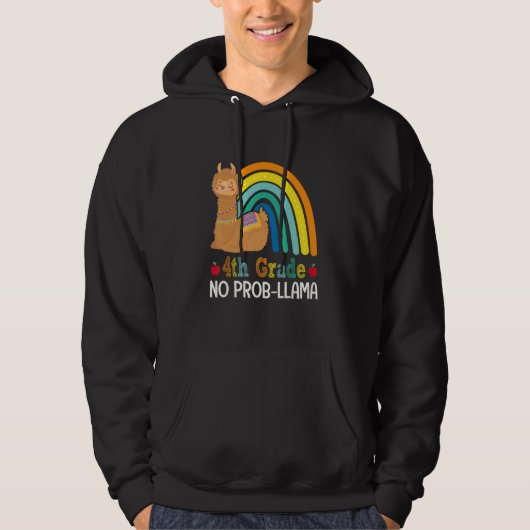 Grade Team Teacher Rainbow 4th Grade No Prob Llama Hoodie (Voorkant)